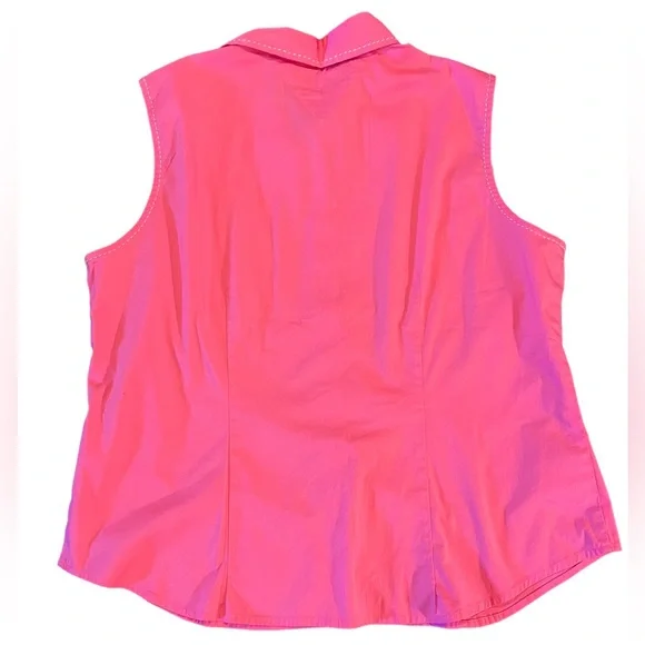 Tommy Hilfiger Pink Sleeveless Button Up Top | Women's 16 - Picture 4 of 5